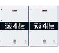 Miquelrius - Bloc de recambio encolado, 100 hojas cuadriculadas 5x5 mm, Papel opaco 90 g/m², Recambio hojas A4 perforadas para carpeta de anillas o archivadores, Material escolar, 4 colores de hojas