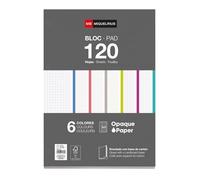 Miquelrius - Bloc Recambio Hojas Encoladas, 6 Franjas de Colores Intensos, 120 Hojas Cuadriculadas de 5 mm, Tamaño A4, Papel 70 g/m², 4 Taladros