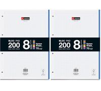 Miquelrius - Bloc de recambio encolado, 200 hojas cuadriculadas 5x5 mm, Papel opaco 90 g/m², Recambio hojas A4 perforadas para carpeta de anillas o archivadores, Material escolar, 8 colores de hojas