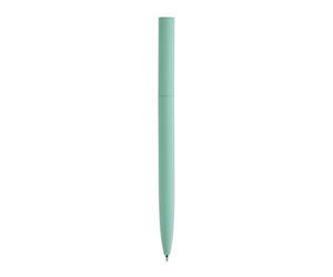 Miquelrius - Bolígrafo bonito metálico smile verde de tinta azul, Boli con diseño giratorio y carita divertida, Recargable, Compatible con recambio Metal Parker 1 mm, Para la escuela o como regalo