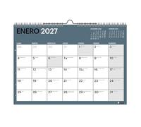 Miquelrius - Calendario 18 meses 2026 2027 Chromat, Calendario de pared A3 (42 × 29,6 cm), Con espacio para anotar, Espiral doble para colgar, 9 colores interiores diferentes, Español
