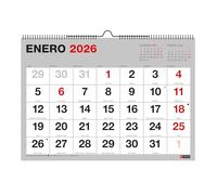 Miquelrius - Calendario 2026 de pared Basic, Con números grandes, Organizador anual A4: 296 x 210 mm, Con espacio para anotar, Encuadernación espiral doble, Planificador 12 meses, Español