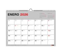 Miquelrius - Calendario 2026 de pared Basic, Organizador anual 210 x 150 mm, Con espacio para anotar, Encuadernación espiral doble, Planificador 12 meses, Español