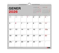 Miquelrius - Calendario 2026 de pared Basic, Organizador anual 300 x 300 mm, Con espacio para anotar, Encuadernación espiral doble, Planificador 12 meses, Catalán