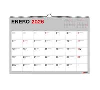Miquelrius - Calendario 2026 de pared Basic, Organizador anual A3: 420 x 296 mm, Con espacio para anotar, Encuadernación espiral doble, Planificador 12 meses, Español