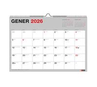 Miquelrius - Calendario 2026 de Pared Basic, Organizador anual A3: 420 x 296 mm, Con espacio para anotar, Encuadernación espiral doble, Planificador 12 meses, Catalán