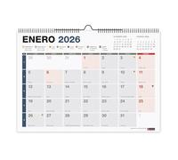 Miquelrius - Calendario de pared 2026 Completo, Organizador anual A3: 420 x 296 mm, Con espacio para anotar, Encuadernación espiral doble, Planificador 12 meses, Español