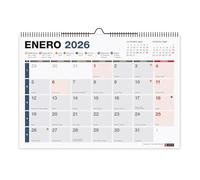 Miquelrius - Calendario 2026 de pared Completo, Organizador anual A4: 296 x 210 mm, Con espacio para anotar, Encuadernación espiral doble, Planificador 12 meses, Español