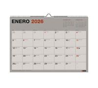 Miquelrius - Calendario 2026 de pared, Papel 100% reciclado post-consumo, Organizador mensual A3: 420 x 296 mm, Con espiral doble y espacio para anotar, Planificador para colgar, Español