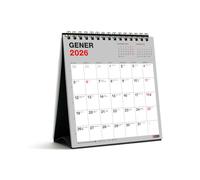 Miquelrius - Calendario 2026 de sobremesa Basic, Organizador anual 140 x 150 mm, Con espacio para anotar, Planificador 12 meses, Encuadernación espiral doble, Catalán