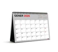 Miquelrius - Calendario 2026 de sobremesa Basic, Organizador anual A5: 210 x 148,5 mm, Con espacio para anotar, Planificador 12 meses, Encuadernación espiral doble, Catalán
