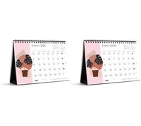 Miquelrius - Calendario 2026 de sobremesa, Organizador anual A5: 210 x 148,5 mm, Con espacio para anotar, Encuadernación espiral doble, Planificador 12 meses, Español, Abstracto (Paquete de 2)