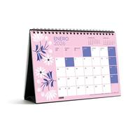 Miquelrius - Calendario 2026 de sobremesa, Organizador anual A5: 210 x 148,5 mm, Con espacio para anotar, Encuadernación espiral doble, Planificador 12 meses, Español, Flores