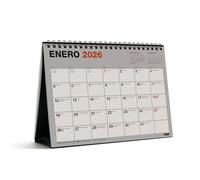Miquelrius - Calendario 2026 de sobremesa, Papel 100% reciclado post-consumo, Organizador mensual A5: 210 x 148,5 mm, Con espiral doble y espacio para anotar, Planificador de escritorio, Español