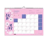 Miquelrius - Calendario 2026 pared, Organizador anual A3: 420 x 296 mm, Con espacio para anotar, Encuadernación espiral doble, Planificador 12 meses, Español, Flores