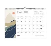 Miquelrius - Calendario de Pared 2026, Organizador anual A3: 420 x 296 mm, Con espacio para anotar, Encuadernación espiral doble, Planificador 12 meses, Español, Montañas