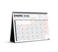 Miquelrius - Calendario de Sobremesa 2026 Completo, Organizador anual A5: 210 x 148,5 mm, Con espacio para anotar, Encuadernación espiral doble, Planificador 12 meses, Español