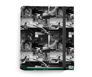 Miquelrius - Carpebloc A4, Carpeta archivador con 4 anillas + Recambio 100 hojas de 70 g/m² con cuadrícula de 5 mm, Cierre con goma, Colección Skate Park