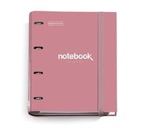 Miquelrius - Carpebloc A4 Emotions, Carpeta Archivador con 4 Anillas + Recambio 100 Hojas A4 Cuadrícula 5 mm, Papel 90 g/m², Cierre Goma, Color Rosa Dust