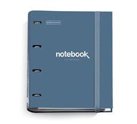 Miquelrius - Carpebloc A4 Emotions, Carpeta Archivador con 4 Anillas + Recambio 100 Hojas A4 Cuadrícula 5 mm, Papel 90 g/m², Cierre Goma, Color Azul Marino