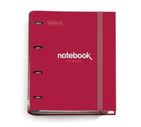 Miquelrius - Carpebloc A4 Emotions, Carpeta Archivador 4 anillas + Recambio hojas cuadriculadas, Papel 90 g/m², Cierre goma, Carpesano cartón rojo