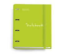 Miquelrius - Carpebloc A4 Emotions, Carpeta Archivador con 4 Anillas + Recambio 100 Hojas A4 Cuadrícula 5 mm + Separadores y Sobre, Papel 90 g/m², Cierre Goma, Color Lima