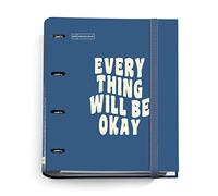 Miquelrius - Carpebloc Mensajes , Carpeta Archivador con 4 Anillas + Recambio 100 Hojas de 90 g/m² , A4 con Cuadrícula de 5 mm , Separadores y Sobre , Cierre con Goma , Color Marino