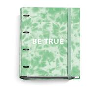 Miquelrius - Carpeblock, Archivador 4 anillas A4, Incluye un recambio de hojas cuadriculadas en 5 colores para organizar, Anillas tipo D, Cierre de goma, Cubiertas rígidas diseño Tie Dye