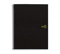 Miquelrius - Cuaderno A4, 120 Hojas, 4 Franjas de Colores, Papel Reciclado, Cuadrícula 5 mm, Libreta reciclada 100% recuperada post-consumo, Tapa de polipropileno reciclado, Color Negro