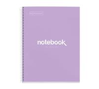 Miquelrius - Cuaderno A4, 120 hojas de 5 colores, Libreta espiral cuadriculada, Papel opaco de 90 g/m², Cuaderno cuadrícula 5 mm, Tapa de cartón rígido, 4 taladros para archivar, Emotions lavanda