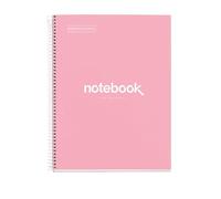 Miquelrius - Cuaderno A4 Notebook Emotions, 120 Hojas de 90 g/m², Cuadrícula 5 mm, 5 Franjas de Colores, Espiral Microperforado, Cuaderno Cuadriculado, Tapa Extra Rígida, 4 Taladros, Rosa