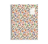 Miquelrius - Cuaderno A4 (210 x 297 mm), 100 Hojas cuadriculadas de 70 g/m², Cubierta de cartón rígido, 4 Bandas de color, Espiral, 4 taladros, Cuaderno cuadriculado, Papelería bonita, Garden