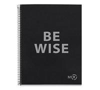 Miquelrius - Cuaderno A4 Be Eco, 80 Hojas 90 g/m², Cuadrícula 5x5 mm, 1 Franja de Color, 4 Taladros, Cubierta Reciclada, Negro Antracita