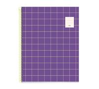Miquelrius - Cuaderno A4, Cuadrícula 5 mm, Cuaderno tapa dura, Libreta A4 con 100 hojas microperforadas, Libreta A4 con 4 colores para organizar, Papel Extra Opaco 70 g/m², 4 taladros para archivar