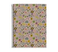 Miquelrius - Cuaderno A4, Cuadrícula 5 mm, Papel reciclado de 80 g/m², 80 Hojas de un color, Cuaderno reciclado, Espiral, Cuaderno cuadriculado, Eco Flores