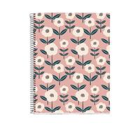 Miquelrius - Cuaderno A4 (210 x 297 mm), 100 Hojas cuadriculadas de 70 g/m², Cubierta de cartón rígido, 4 Bandas de color, Espiral, 4 taladros, Cuaderno cuadriculado, Papelería bonita, Rosa