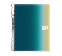 Miquelrius - Cuaderno A4 Cuadriculado 5 mm, 120 Hojas 70 g/m², 4 Franjas de Colores Multiasignatura, Cubierta de Polipropileno, Espiral Microperforado, 4 Taladros para Archivar, Aurora Iceland