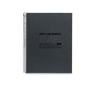 Miquelrius - Cuaderno A4 Cuadriculado 5 mm, 120 Hojas, Grafito | 4 Bandas, 80 g/m², Microperforado, Espiral Apertura Total, 4 Taladros, Tapa de Cartón 100 % Reciclado Post-Consumo