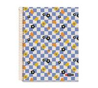 Miquelrius - Cuaderno A4 cuadriculado 5 mm, 120 hojas microperforadas de 4 colores multiasignatura, Papel opaco de 70 g/m², Tapa de cartón extra duro, Espiral, 4 taladros para archivar, Square