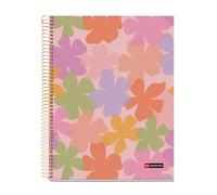 Miquelrius - Cuaderno A4 cuadriculado 5 mm, 120 hojas microperforadas de 4 colores multiasignatura, Papel opaco de 70 g/m², Tapa de cartón extra duro, Espiral, 4 taladros para archivar, Acuarela