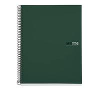 Miquelrius - Cuaderno A4 cuadriculado 5 mm, 150 hojas con 6 bandas de colores, Papel extra opaco 70 g/m², Tapas polipropileno resistente con 4 taladros, Notebook The Originals, Kaki