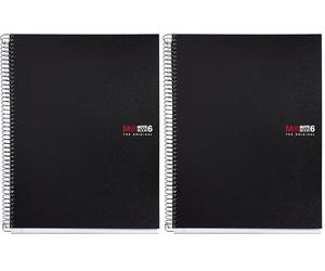 Miquelrius - Cuaderno A4 cuadriculado 5 mm, 150 hojas con 6 bandas de colores, Papel extra opaco 70 g/m², Tapas polipropileno resistente con 4 taladros, Notebook The Originals, Negro (Paquete de 2)
