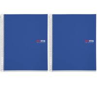 Miquelrius - Cuaderno A4 cuadriculado 5 mm, 200 hojas con 8 bandas de colores, Papel extra opaco 70 g/m², Tapas polipropileno resistente con 4 taladros, Notebook The Originals, Azul (Paquete de 2)