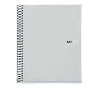 Miquelrius - Cuaderno A4 cuadriculado 5 mm, 200 hojas con 8 bandas de colores, Papel extra opaco 70 g/m², Tapas polipropileno resistente con 4 taladros, Notebook The Originals, Gris