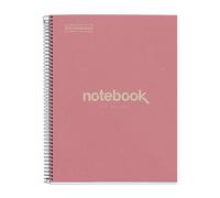 Miquelrius - Cuaderno A4 Cuadriculado 5 mm, 80 Hojas, Espiral, Rosa | Papel 80 g/m², 100 % Recuperado Posconsumo, Tapa de Cartón Reciclado, Microperforado, 4 Taladros para Archivar