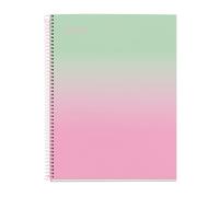 Cuaderno espiral miquelrius din a4 80 hojas cuadro 5 mm 90 gr gradient rosa verde menta - MR4447