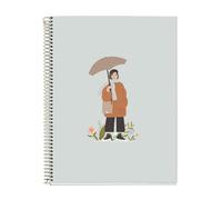 Miquelrius - Cuaderno A4 Cuadriculado 5x5 mm, 120 Hojas de 70 g/m², 4 Franjas de Color Multiasignatura, Espiral, Nordic Melody, Notebook Lluvia