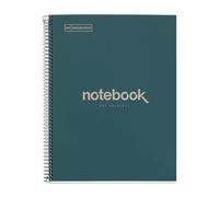 Miquelrius - Cuaderno Reciclado A4, 80 Hojas de 80 g/m², Cuadrícula 5 x 5 mm, Libreta de papel reciclado (recuperado Post-Consumo), 1 Franja de Color, 4 Taladros, Cubierta Reciclada, Eco Marino