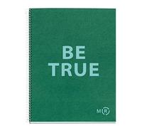 Miquelrius - Cuaderno A4 de Papel Reciclado, 80 Hojas Microperforadas de 90 g/m², Libreta Rayada 7 mm, 1 Banda de Color, 4 Taladros para Archivar, Verde Esmeralda