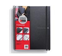 Miquelrius - Cuaderno A4 Evolution Professional 120 Hojas de 70 g/m², 100 Cuadrículadas + 20 Lisas, Tapa Polipropileno Negro, Cierre de Goma, Bolsillo de Cartón y 3 Separadores Movibles (1 con regla)
